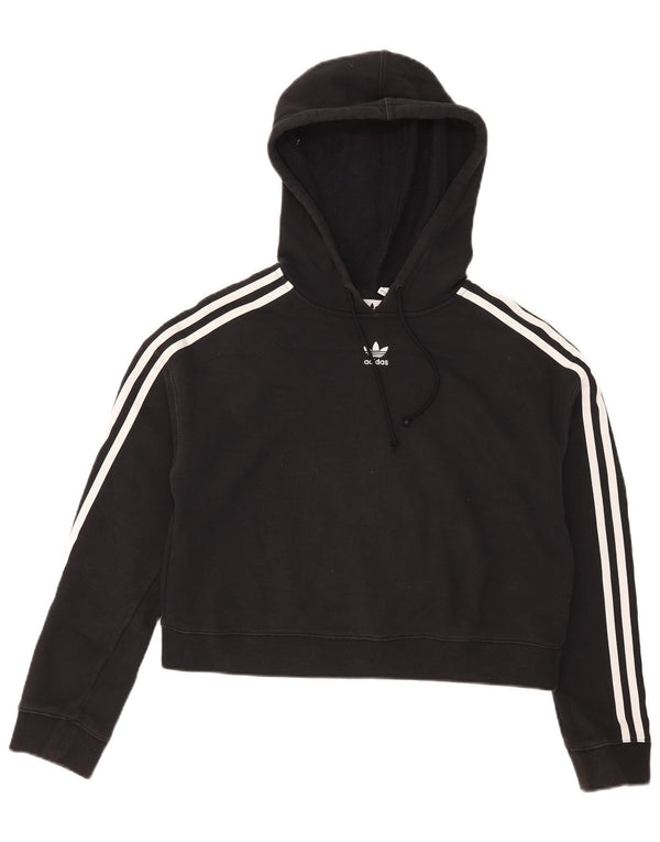 Adidas Womens Crop Oversized Sweatshirt Jumper UK 10 Small Black Bomuld