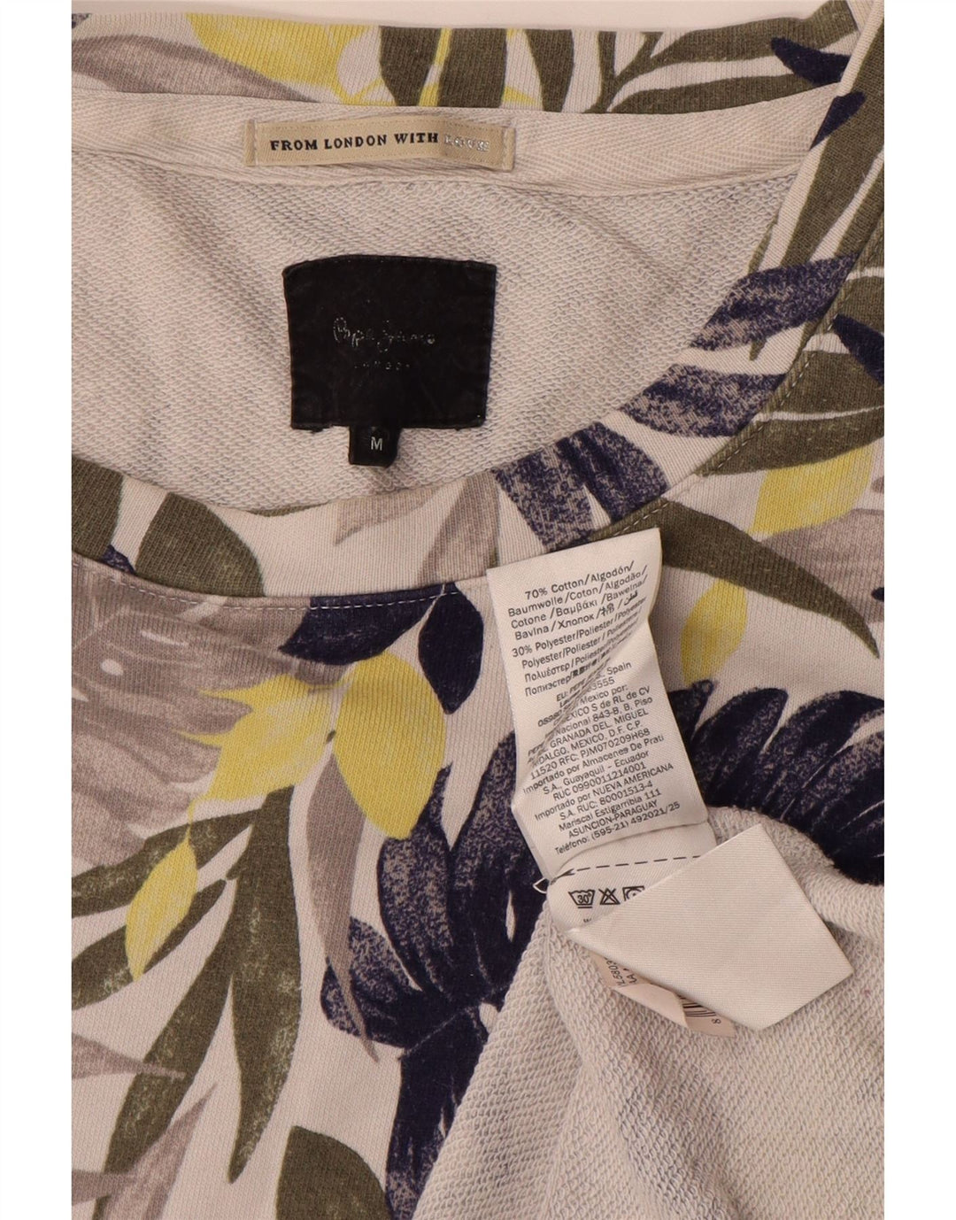 PEPE Jeans Dame Oversized Sweatshirt Jumper UK 14 Medium Off White Floral