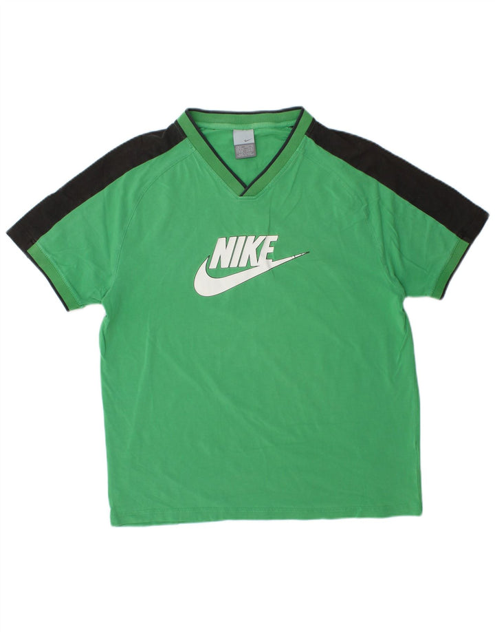 NIKE Grafisk T-shirt top til mænd UK 39/41 Medium Green Colourblock
