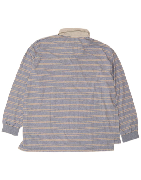 Slam Langærmet Polo Shirt til mænd 2XL Blå Stribet Bomuld