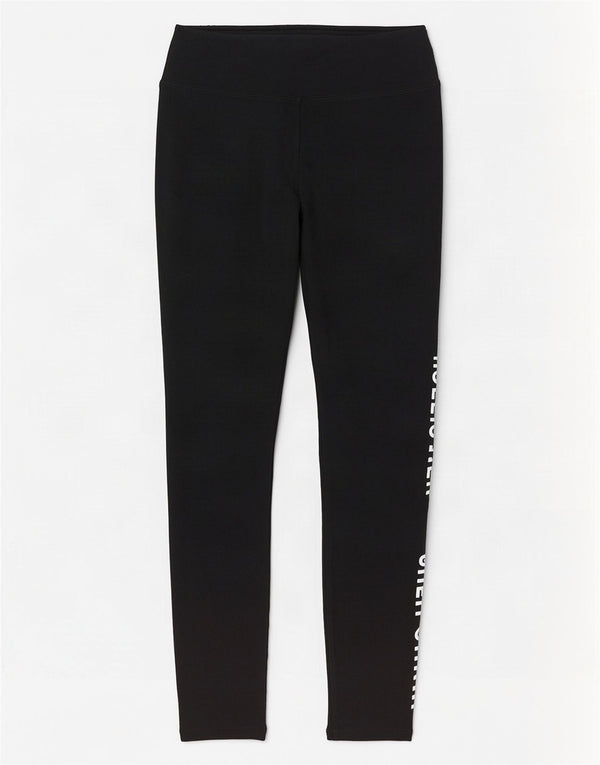 Hollister Kvinders Grafiske Leggings UK 8 Small Black Bomuld