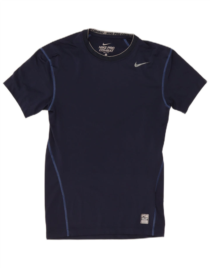 Nike Herre Pro Combat T-shirt Top Stor marineblå polyester