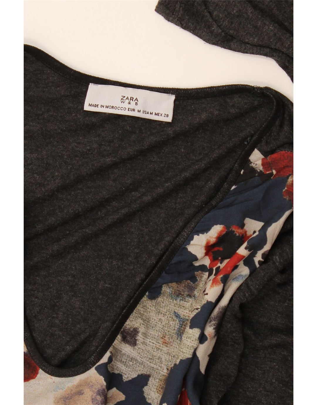 Zara Dame Top Langærmet UK 14 Medium Grey Floral
