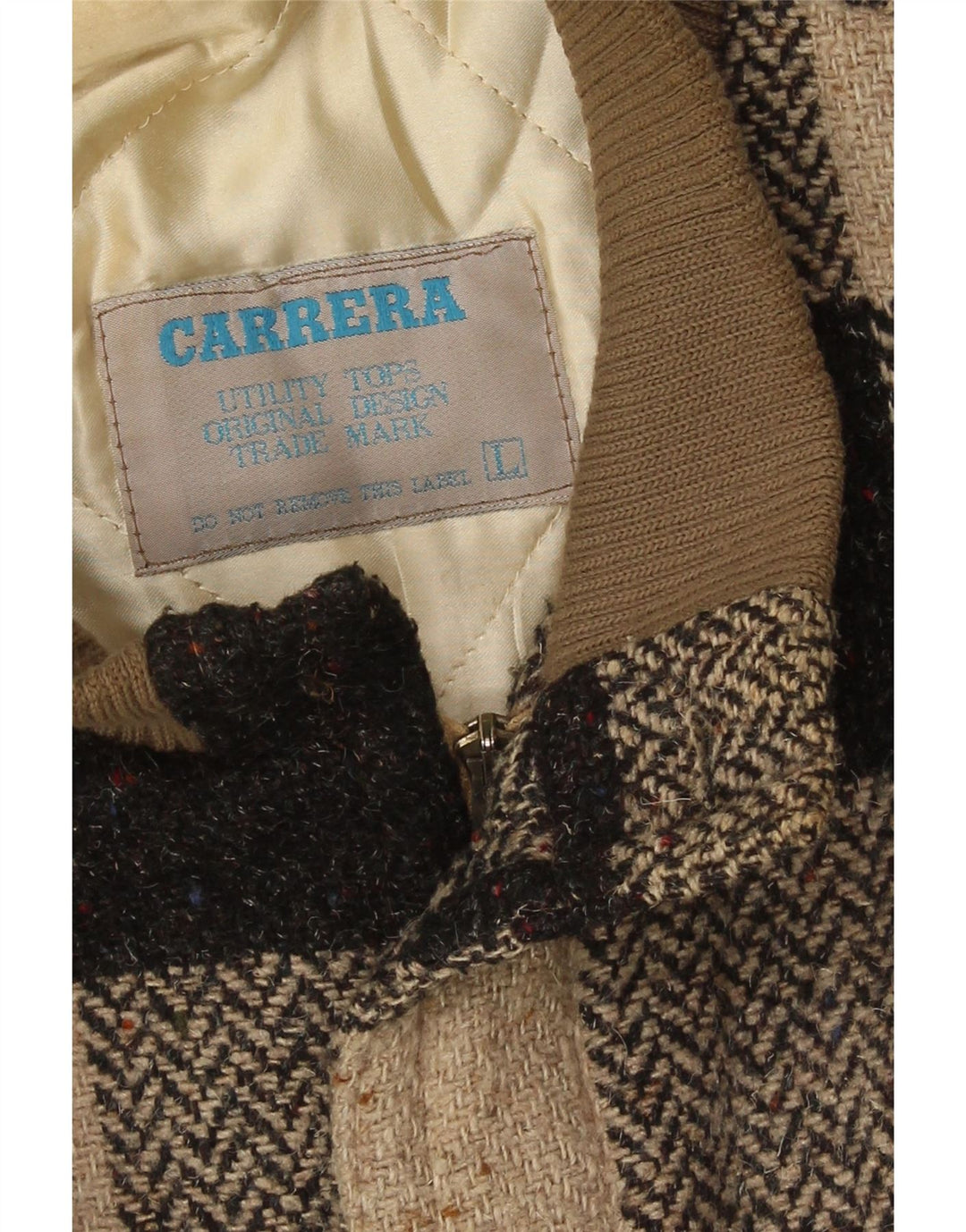 Carrera Herre Military Bomber Jacket UK 40 Large Brown Gingham