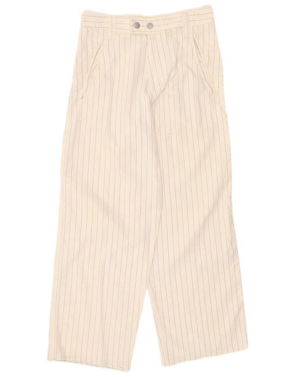 Armani Womens Wide Leg Suit Trousers W28 L27 Beige Pinstripe