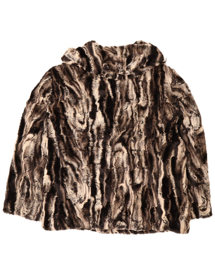 VINTAGE Womens Faux Fur Jacket UK 20 2XL Multicoloured Polyester