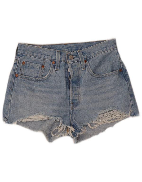 Levi's Womens 501 Distressed Denim Shorts W26 Små blå bomuld