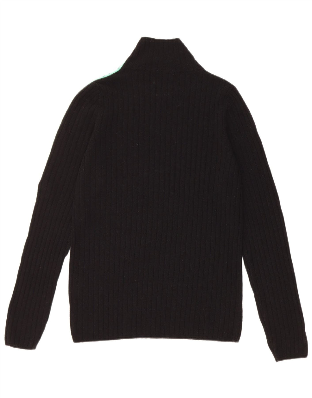Benetton Dame Turtle Neck Jumper Sweater UK 12 Medium Black Colourblock
