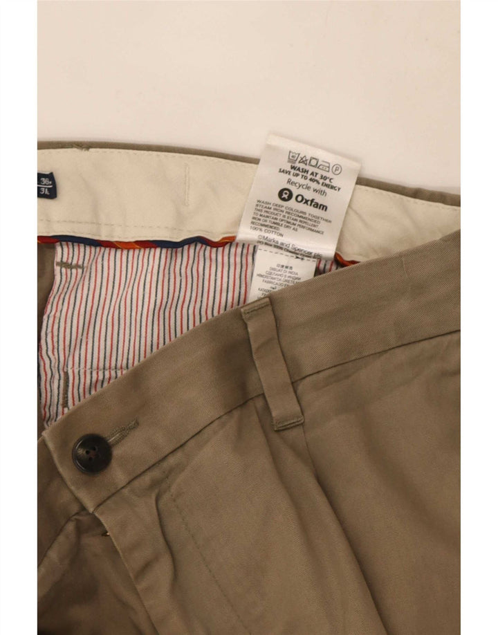 Marks & Spencer Herre Blue Harbor Pegged Chino Bukser W36 L31 Khaki