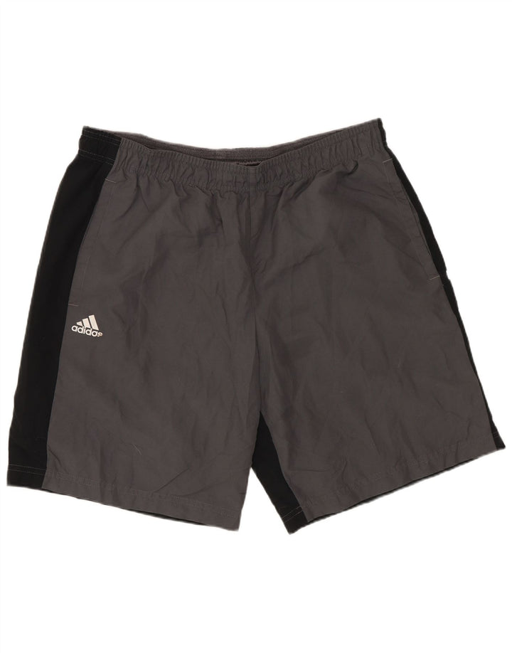 ADIDAS grafiske sportsshorts til mænd, store grå farveblok polyester
