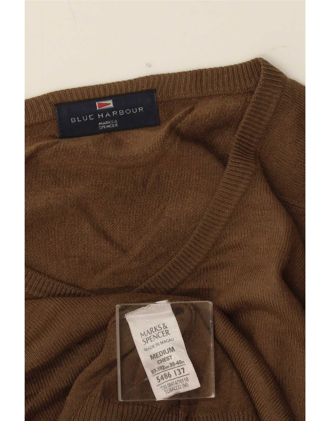 Marks & Spencer Herre Blue Harbor V-hals sweater Medium Beige