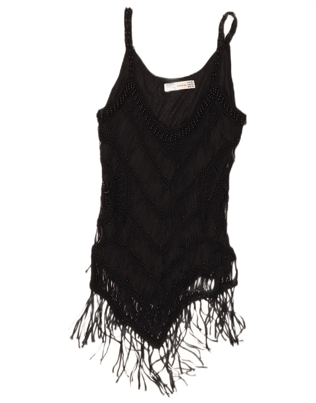 Zara Womens Crop Cami Top UK 12 Medium Black Rayon