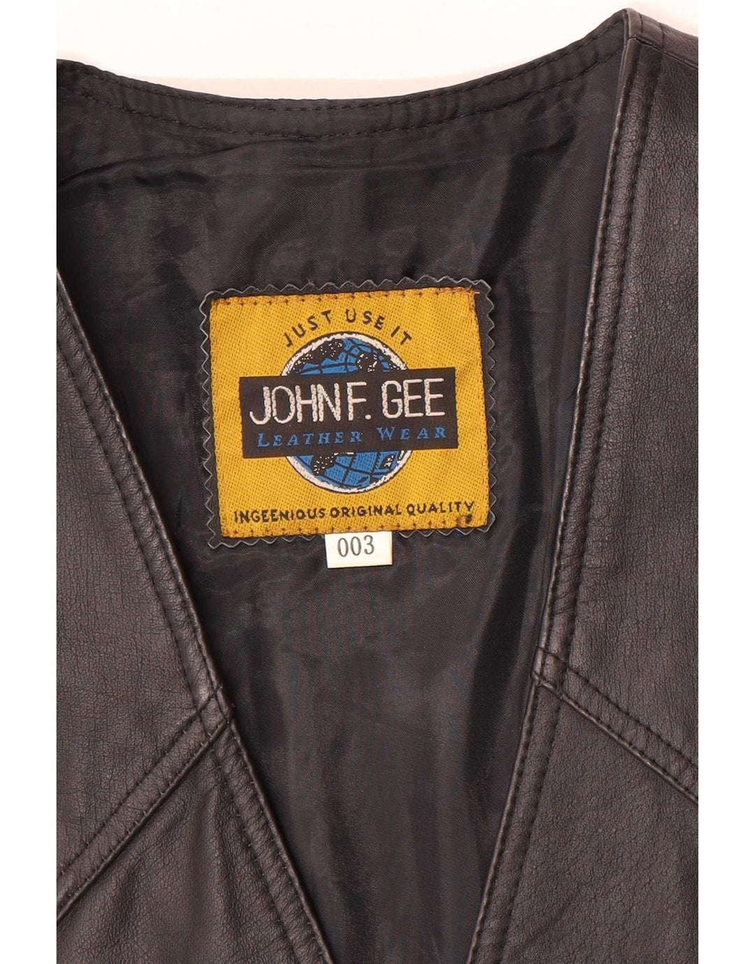 John F Gee Herre lædervest Medium Sort