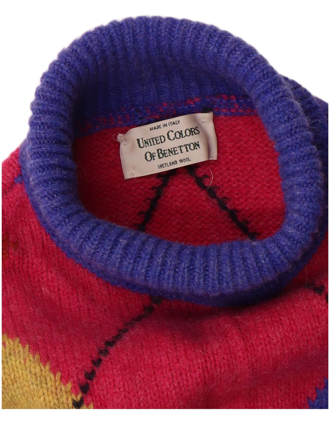 Benetton Dame Roll Neck Jumper Sweater UK 16 Large Multicolor