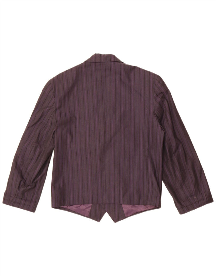 Vintage Dame Dobbeltradet Blazer Jacket UK 14 Medium Lilla Stribet