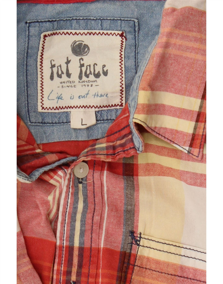FAT FACE Mens Short Sleeve Shirt Large Red Check Cotton Vintage Fat Face and Second-Hand Fat Face from Messina Hembry 