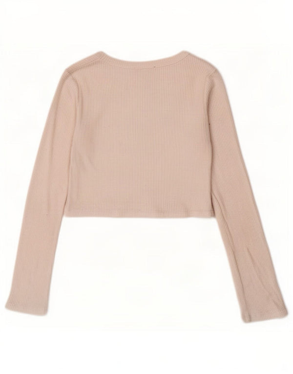 Zara Womens Crop Top Langærmet UK 8 Small White Viscose
