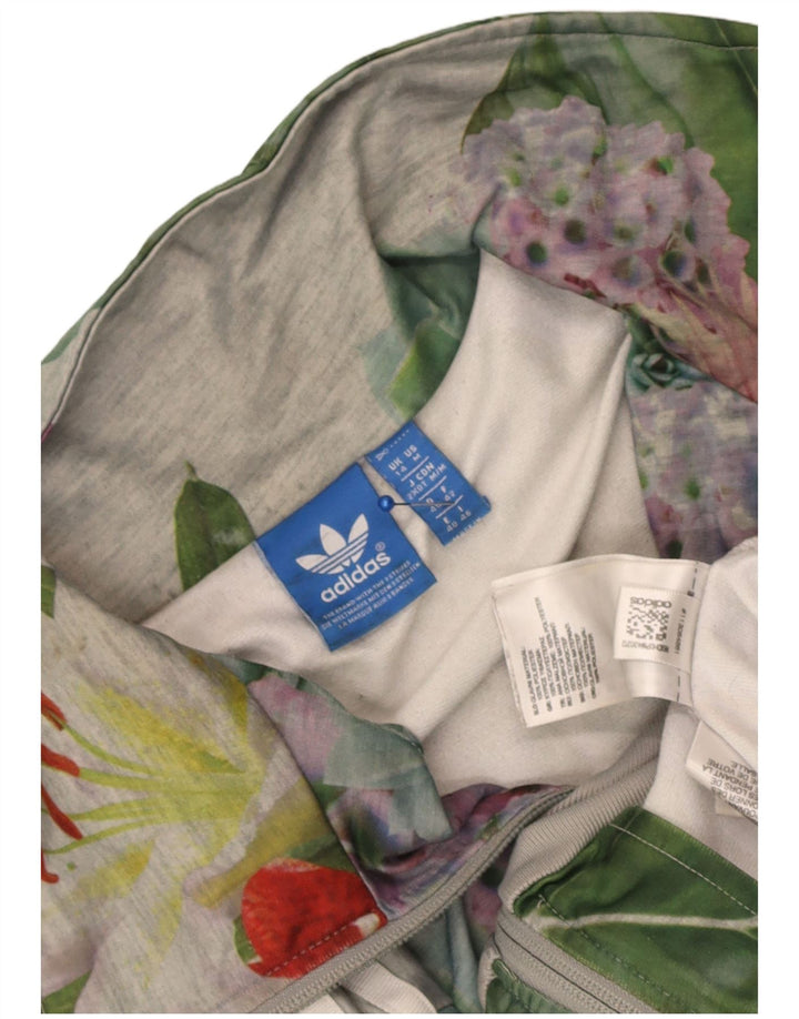 Adidas Dame Grafisk Træningsdragt Topjakke UK 14 Medium Grey Floral