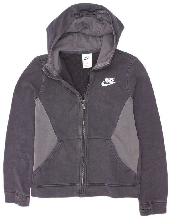 Nike hættetrøje med lynlås til drenge 10-11 år Medium Sort Colourblock Bomuld