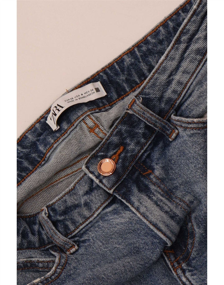 Zara Dame Distressed Slim Jeans EU 36 XS W26 L27 Blå