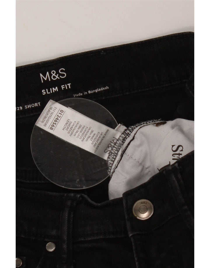 Marks & Spencer Herre Slim Jeans W30 L29 Sort Bomuld