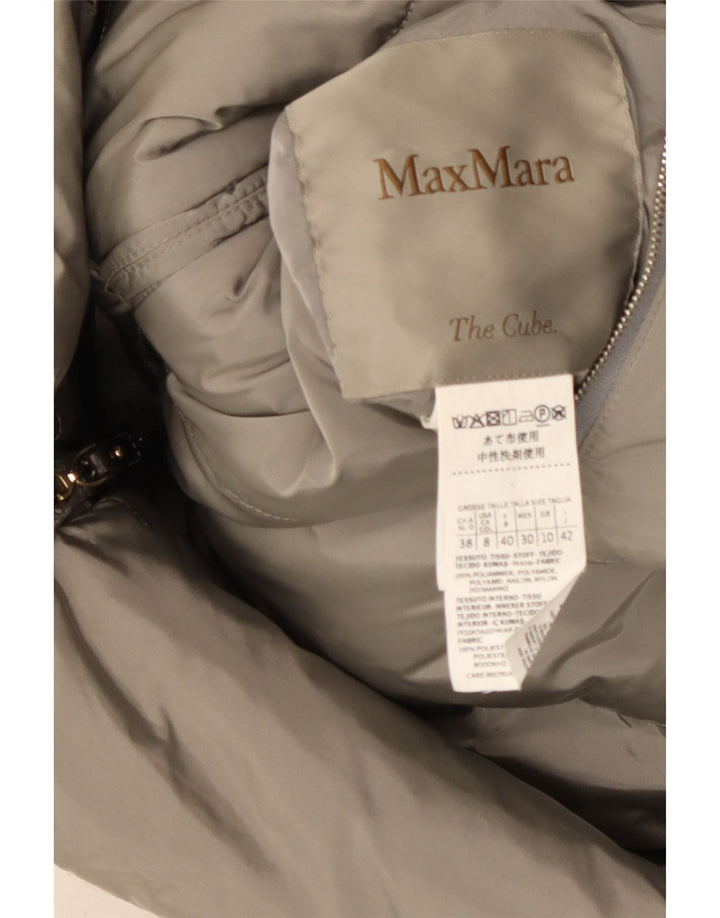 Max Mara Dame Hætte Vendbar Polstret Frakke UK 10 Lille Beige Polyamid