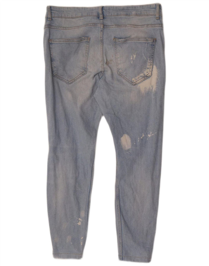 Zara Herre Distressed Slim Jeans EU 42 Large W32 L26 Blå