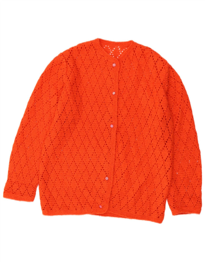Vintage hæklet cardigan sweater til kvinder UK 14 Medium Orange