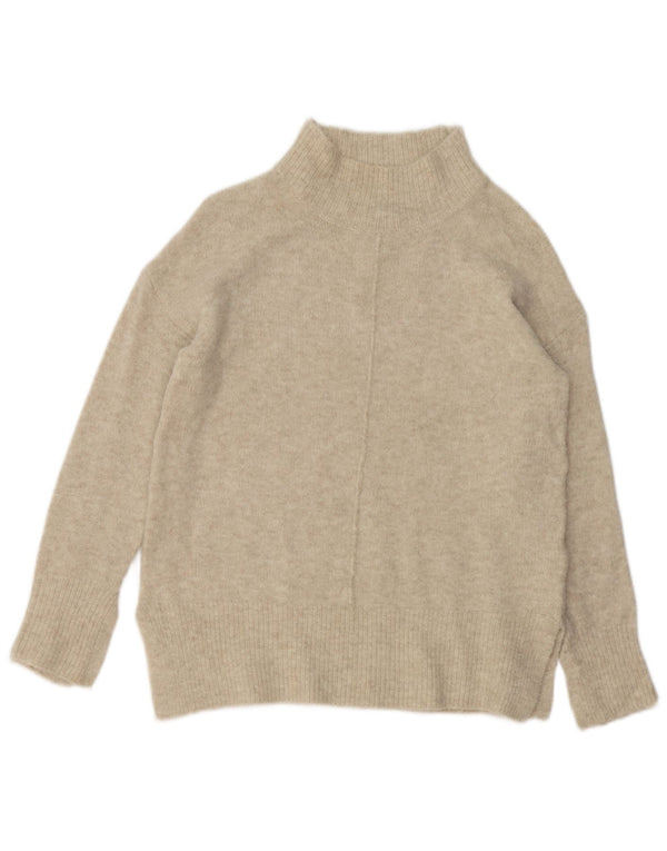 Zara Dame Turtle Neck Jumper Sweater UK 10 Small Beige Acryl