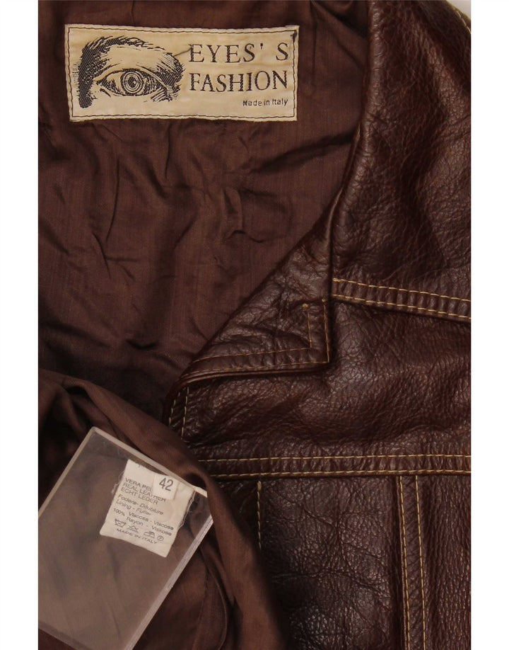 Eyes's Fashion Dame Crop Læderjakke IT 42 Medium Brun