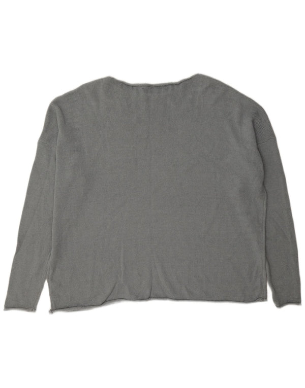 Zara Dame Oversized Boat Neck Jumper Sweater UK 14 Medium Grey Bomuld