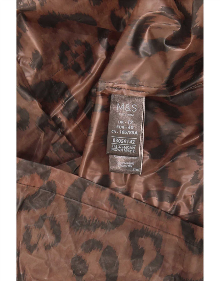 Marks & Spencer Regnfrakke med hætte til kvinder UK 12 Medium Brown Animal Print