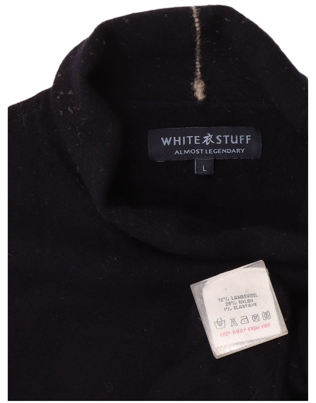 White Stuff Dame Roll Neck Jumper Sweater UK 16 Large Navy Blue Wool