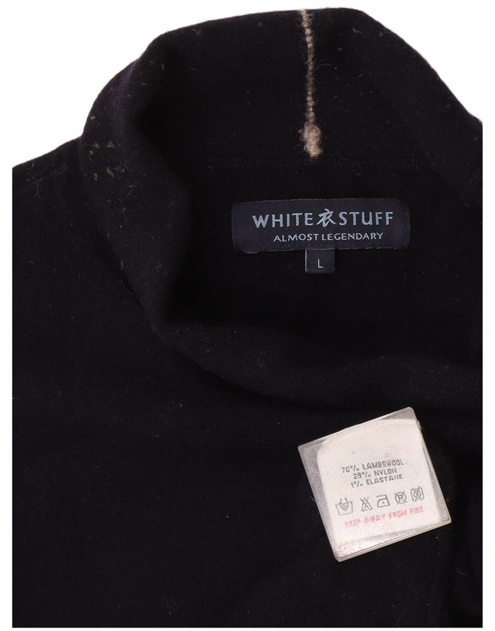 White Stuff Dame Roll Neck Jumper Sweater UK 16 Large Navy Blue Wool