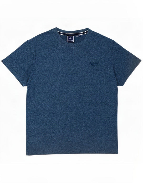 Superdry T-shirt top til mænd, stor blå flækket bomuld