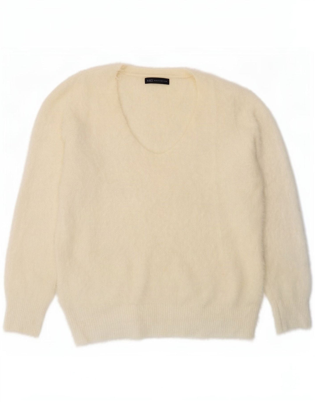 Marks & Spencer Dame V-hals sweater UK 16 Large Off White