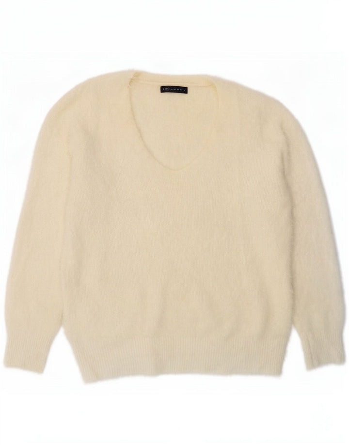 Marks & Spencer Dame V-hals sweater UK 16 Large Off White