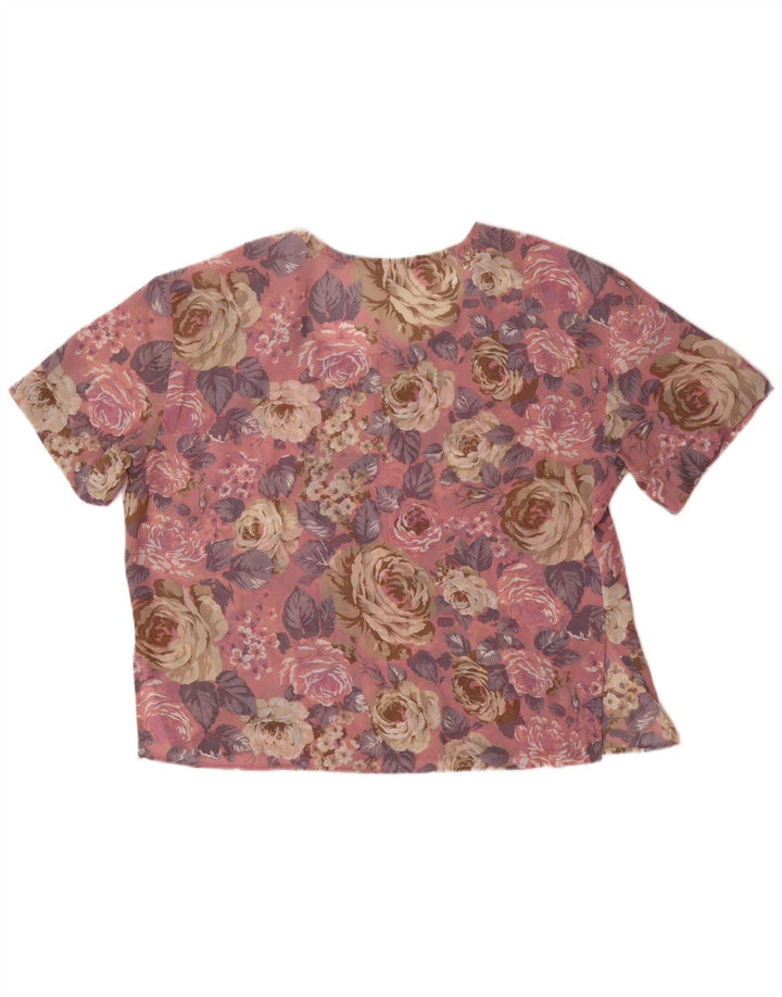 Byblos Dame Oversized Bluse Top IT 44 Medium Pink Floral Polyester