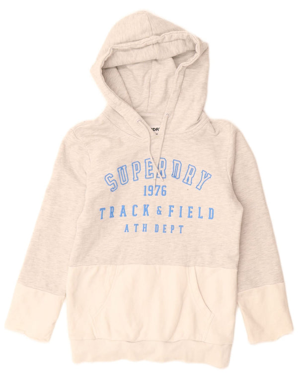 SUPERDRY Grafisk hættetrøje til kvinder UK 10 Small Grey Colourblock Bomuld