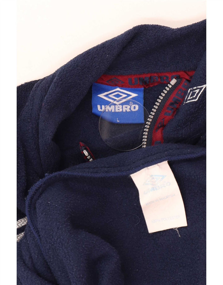 Umbro Herre grafisk lynlås hals fleece jumper stor marineblå polyester