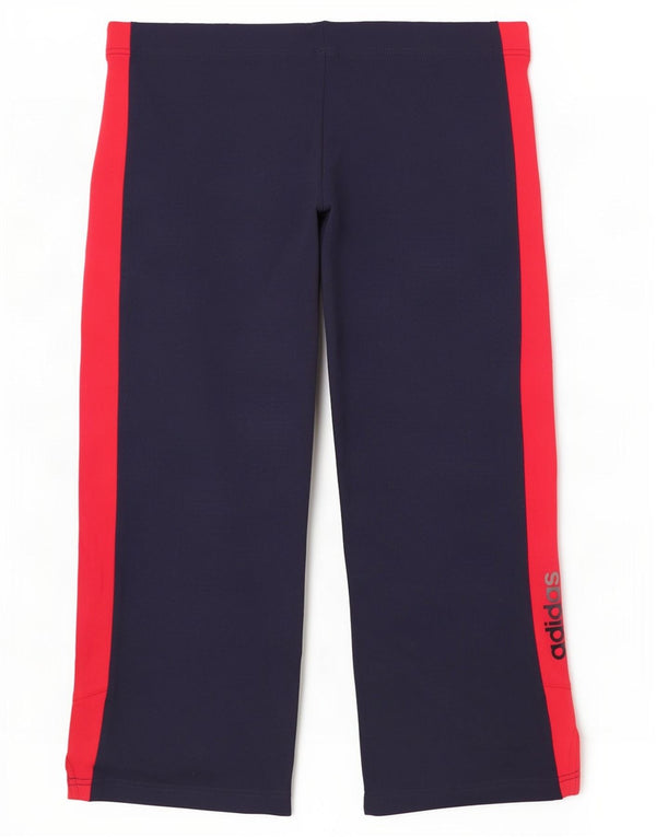 Adidas Dame Capri Træningsdragt Bukser UK 14 Medium Navy Blue Colourblock