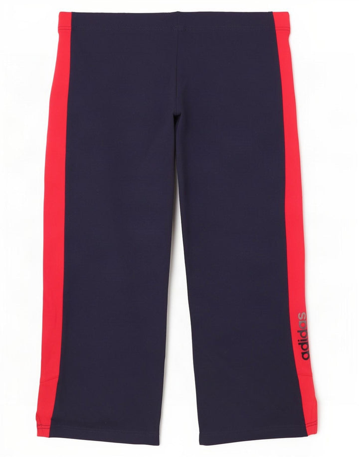 Adidas Dame Capri Træningsdragt Bukser UK 14 Medium Navy Blue Colourblock
