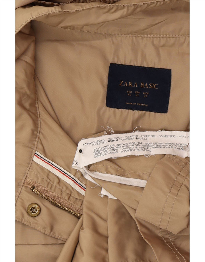 Zara Dame Hooded Utility Jacket UK 18 XL Beige Polyester