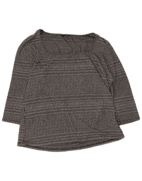 M&Co Dame Top 3/4 ærmer UK 18 XL Sort Geometrisk Viscose