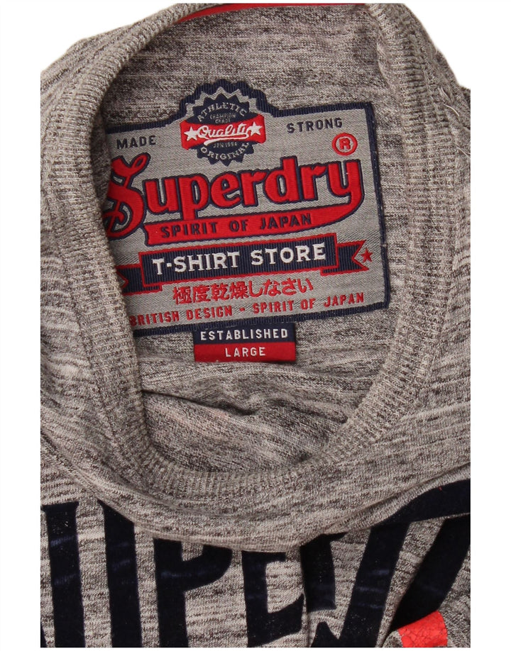 Superdry Grafisk T-shirt top til mænd, stor grå flækket