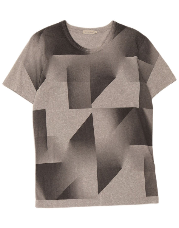 Calvin Klein Jeans Dame Grafisk T-Shirt Top Medium Grå Geometrisk