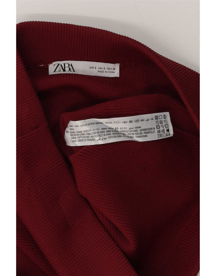 Zara Dame Mini-nederdel Small W26 Burgundy Nylon