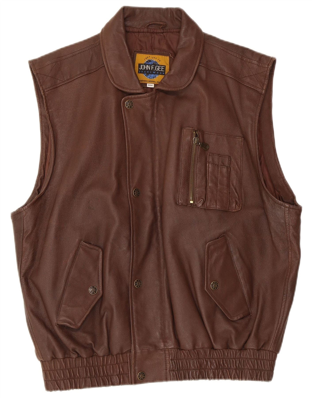 John F Gee Herre Læder Gilet UK 38 Medium Brown