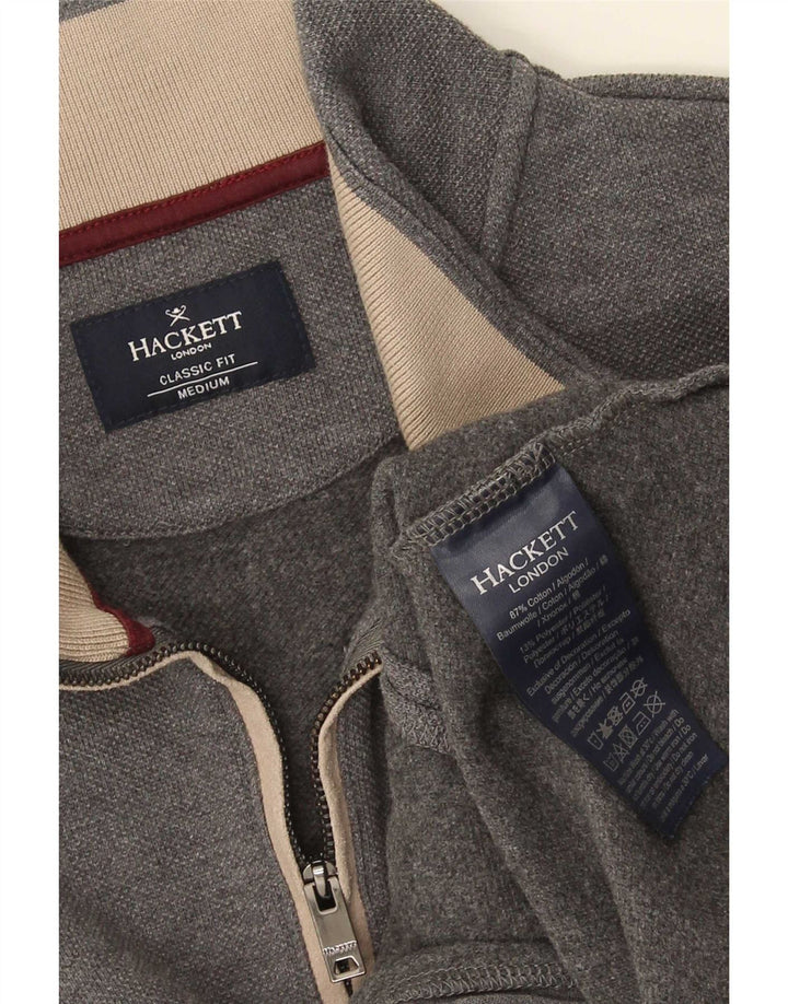 Hackett Herre Classic Fit Zip Neck Sweatshirt Jumper Medium Grå Bomuld