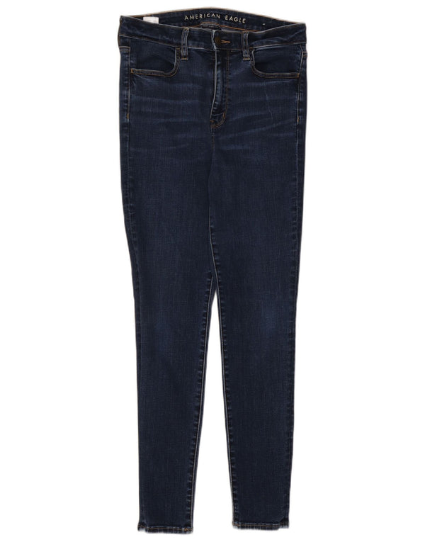 American Eagle Dame Skinny Jeans UK 14 Large W30 L28 Navy Blue Bomuld